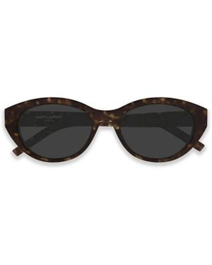 Saint Laurent Tortoiseshell Oval-Frame Sunglasses - Black