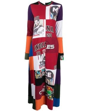 Colville Upcycled Patchwork Long Dress - Red
