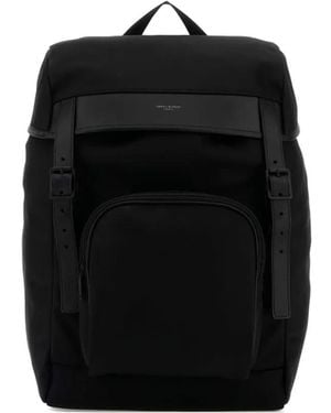 Saint Laurent City Leather-Trimmed Backpack - Black