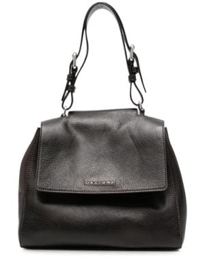 Orciani Sveva Foldover-Top Grained-Leather Tote Bag - Black