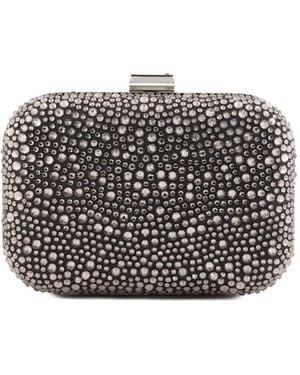 Gemy Maalouf Crystal-Embellished Crepe Clutch Bag - Grey