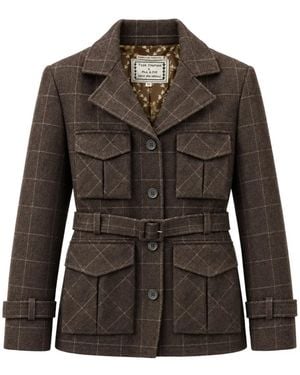 Paul & Joe X Tilda Jonathan Check-Pattern Belted Jacket - Brown