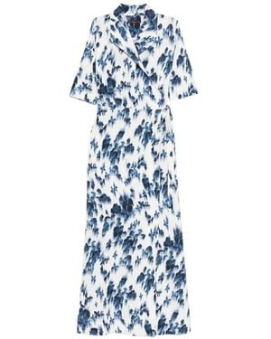 High Floral-Print Maxi Dress - Blue