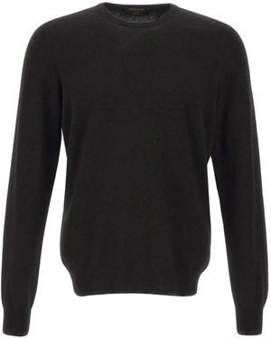 Gran Sasso Ribbed-Trims Crew-Neck Sweater - Black