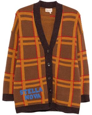Stella Nova Logo-Lettering Cardigan - Brown
