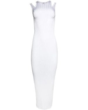 Mugler Plaque Detail Maxi Knitted Dress - White