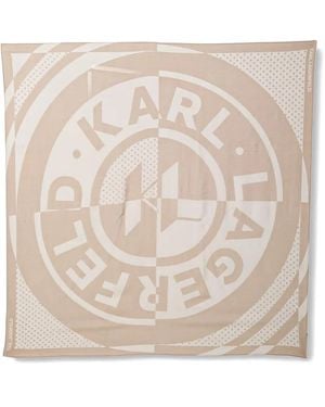 KARL LAGERFELD Logo-Print Scarf - Natural