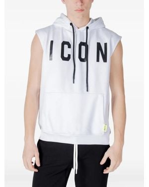 Icon Brand Drawstring Sleeveless Hoodie - White