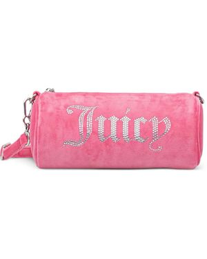 Juicy Couture Rhinestone-Logo Barrel Shoulder Bag - Pink