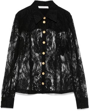 Alessandra Rich Embroidered-Lace Shirt - Black