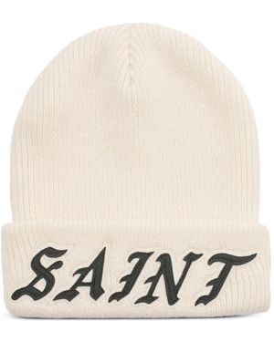 SAINT Mxxxxxx Logo-Appliqué Beanie Hat - White