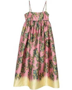 ALÉMAIS Faye Floral-Print Bow-Detail Midi Dress - White