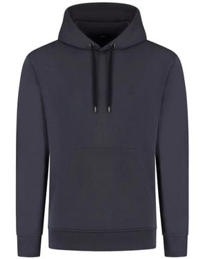 Herno Logo-Embroidered Drawstring Hoodie - Blue