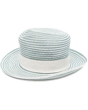 Eleventy Striped Ribbon Hat - White