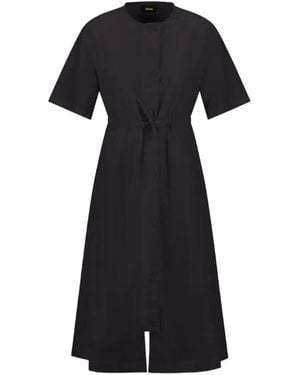 Laminar Vestido Con Cordones Y Efecto Arrugado - Negro
