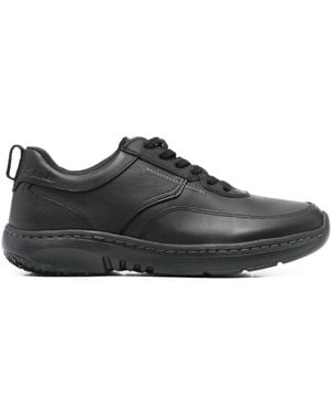 Clarks Leather Lace-Up Sneakers - Black