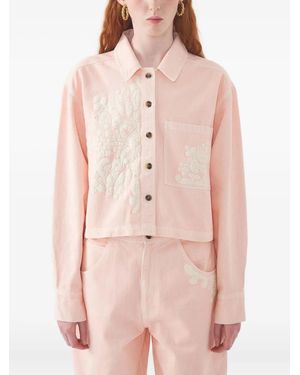Antik Batik Floral-embroidered cropped jacket - Pink