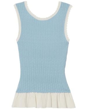 Claudie Pierlot Ruffled Knitted Top - Blue