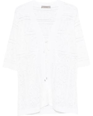 D.exterior V-Neck Tie-Neck Cardigan - White