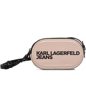 Karl Lagerfeld Oval-Shaped Logo-Plaque Crossbody Bag - White