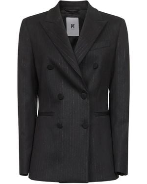 PT Torino Pinstripe double-breasted blazer - Schwarz
