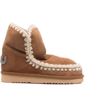 Mou Eskimo 18 Crochet-Trim Ankle Boots - Brown