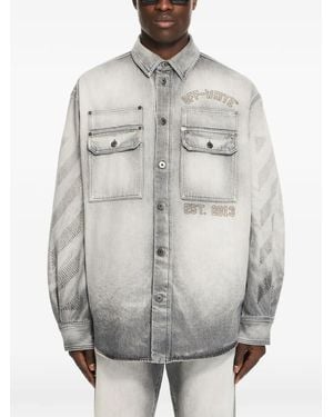 Off-White c/o Virgil Abloh Diagonals-Print Denim Jacket - Grey