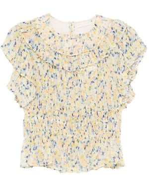 Ulla Johnson Athene Ruffled Floral-Print Blouse - White