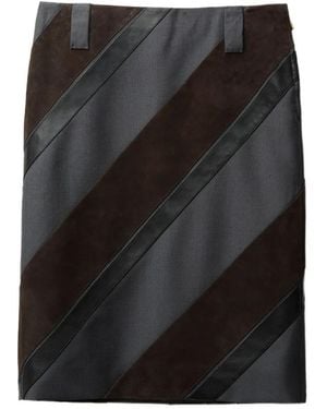 Versace Striped Suede Mini Skirt - Black