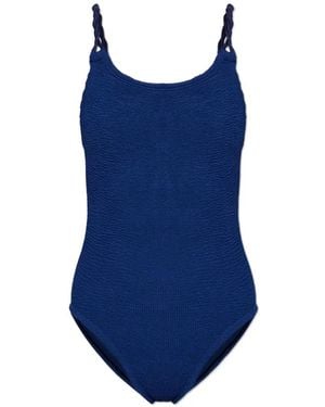 Hunza G Maillot De Bain Camille À Effet Froissé - Blue