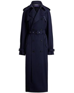 Ralph Lauren Alecia Buttoned Belted Trench Coat - Blue