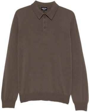 Giorgio Armani Pull À Patte De Boutonnage Façon Polo - Brown