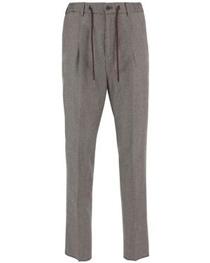 Tagliatore Houndstooth-Pattern Drawstring Tailored Pants - Gray