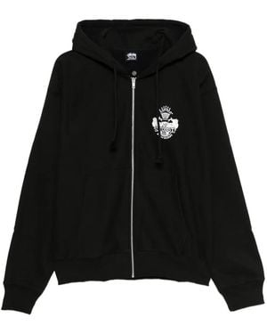 Stussy Logo-Print Hoodie - Black