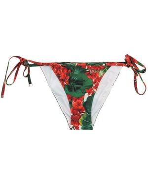 Dolce & Gabbana Floral-Print Tie-Side Bikini Bottoms - White