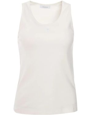 Rabanne Logo-Embroidered Tank Top - White