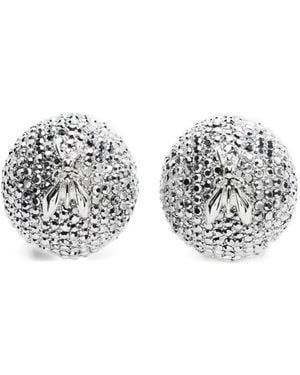 Patrizia Pepe Crystal-Embellished Fly-Detail Earrings - White