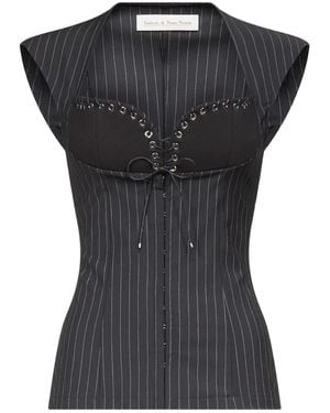 Ludovic de Saint Sernin Robin Oberteil mit Nadelstreifen - Schwarz