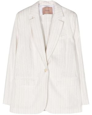 Twinset Striped Single-Breasted Blazer - White