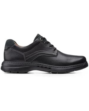Clarks Un Brawley Pace Grained-Leather Shoes - Black