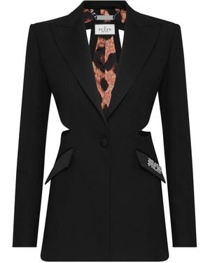 Philipp Plein Logo-Plaque Cut-Out Blazer - Black