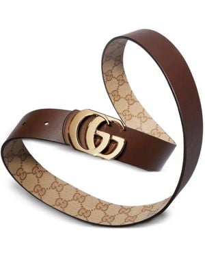 Gucci Cinturón Gg Marmont Reversible - Blanco