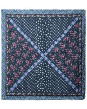 Chloé Folk Square Scarf - Blue
