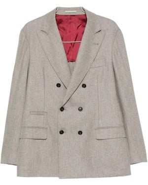 Brunello Cucinelli Double-Breasted Wool Suit - Gray