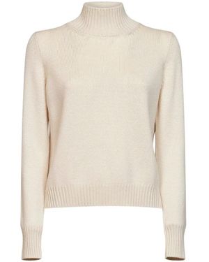 Blanca Vita Jersey Con Cuello Falso Con Diseño De Canalé - Blanco