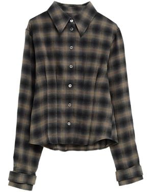Our Legacy Envelop Check-Print Shirt - Black