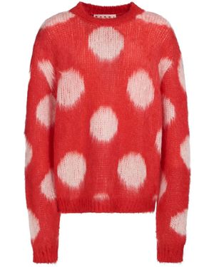 Marni Polka-Dot Intarsia Jumper - Red