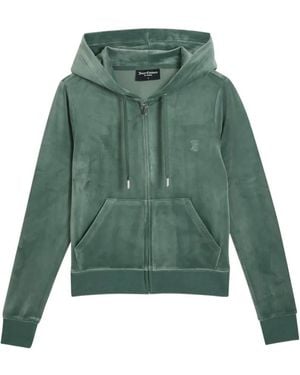 Juicy Couture Robertson Velour-Texture Hoodie - Green