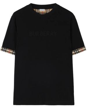 Burberry Geruit Contrasterend T-Shirt - Zwart