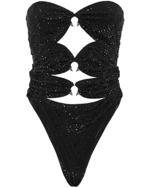 Philipp Plein ビジュートリム ワンピース水着 - ブラック